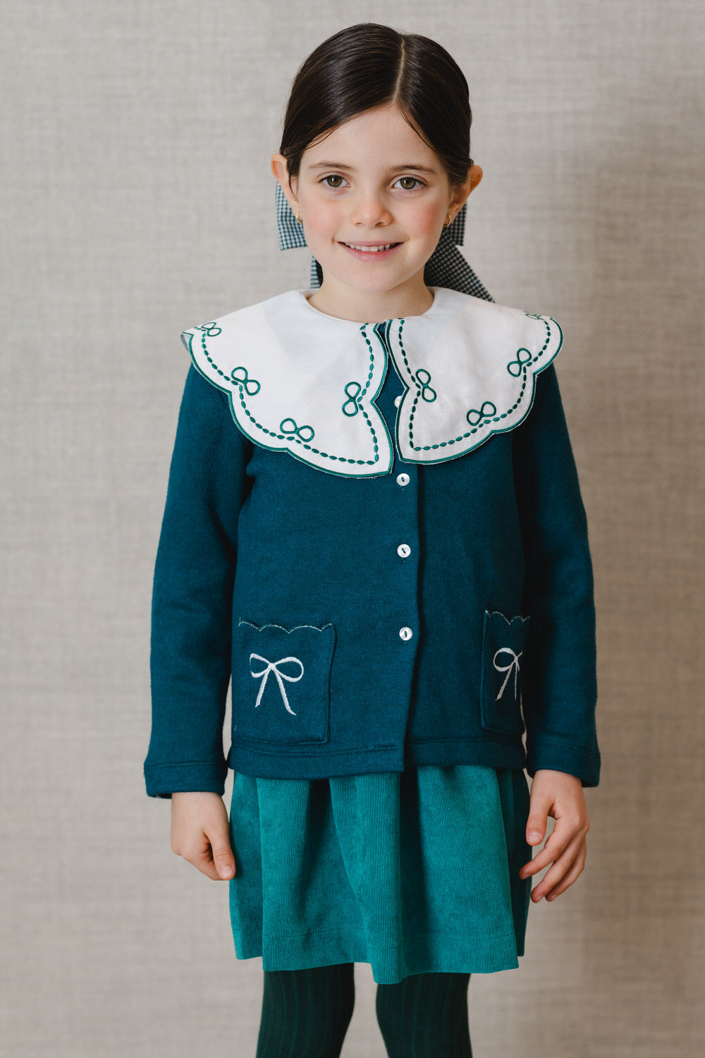 Green Pocket Bows Cardigan