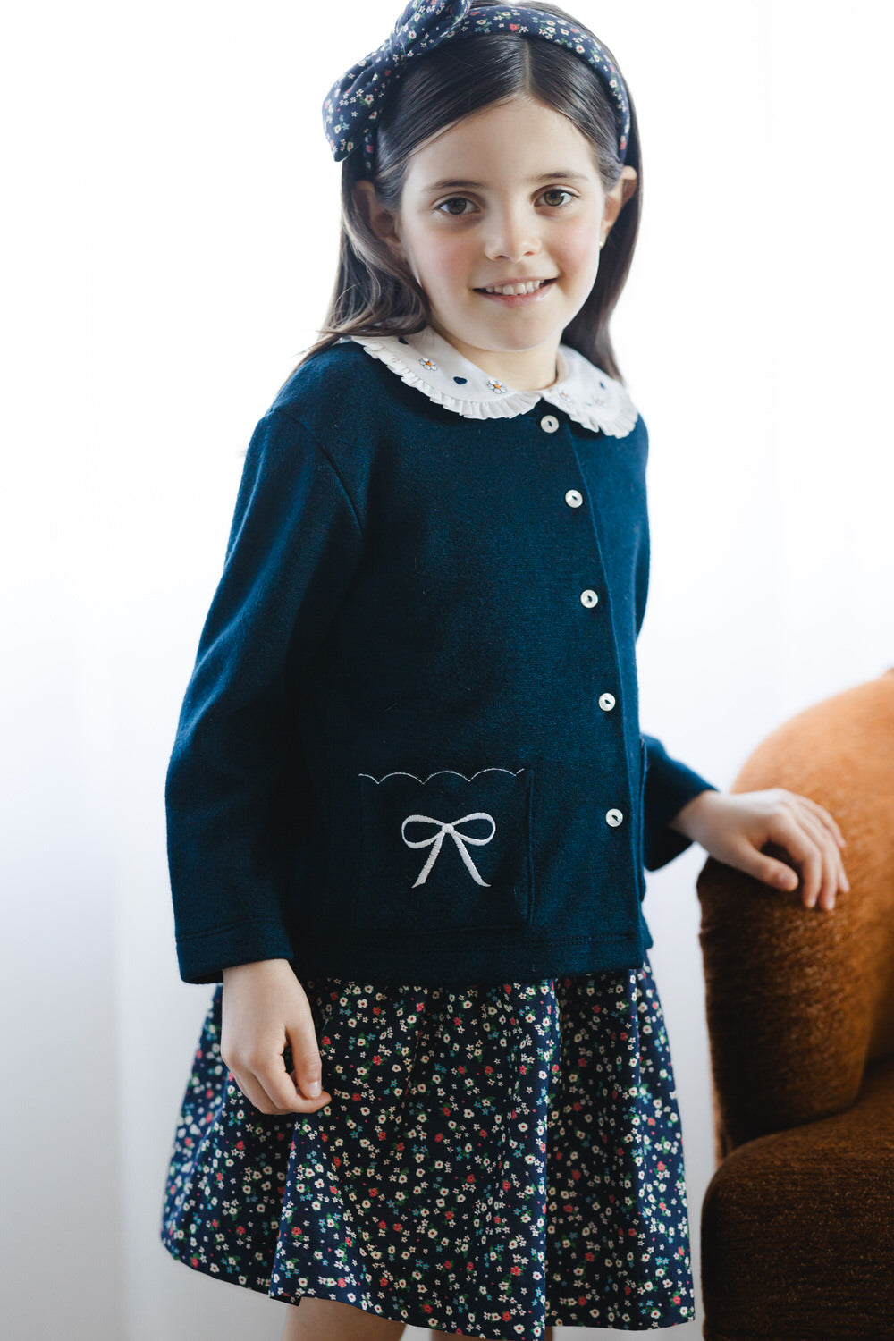 Navy Pocket Bows Cardigan