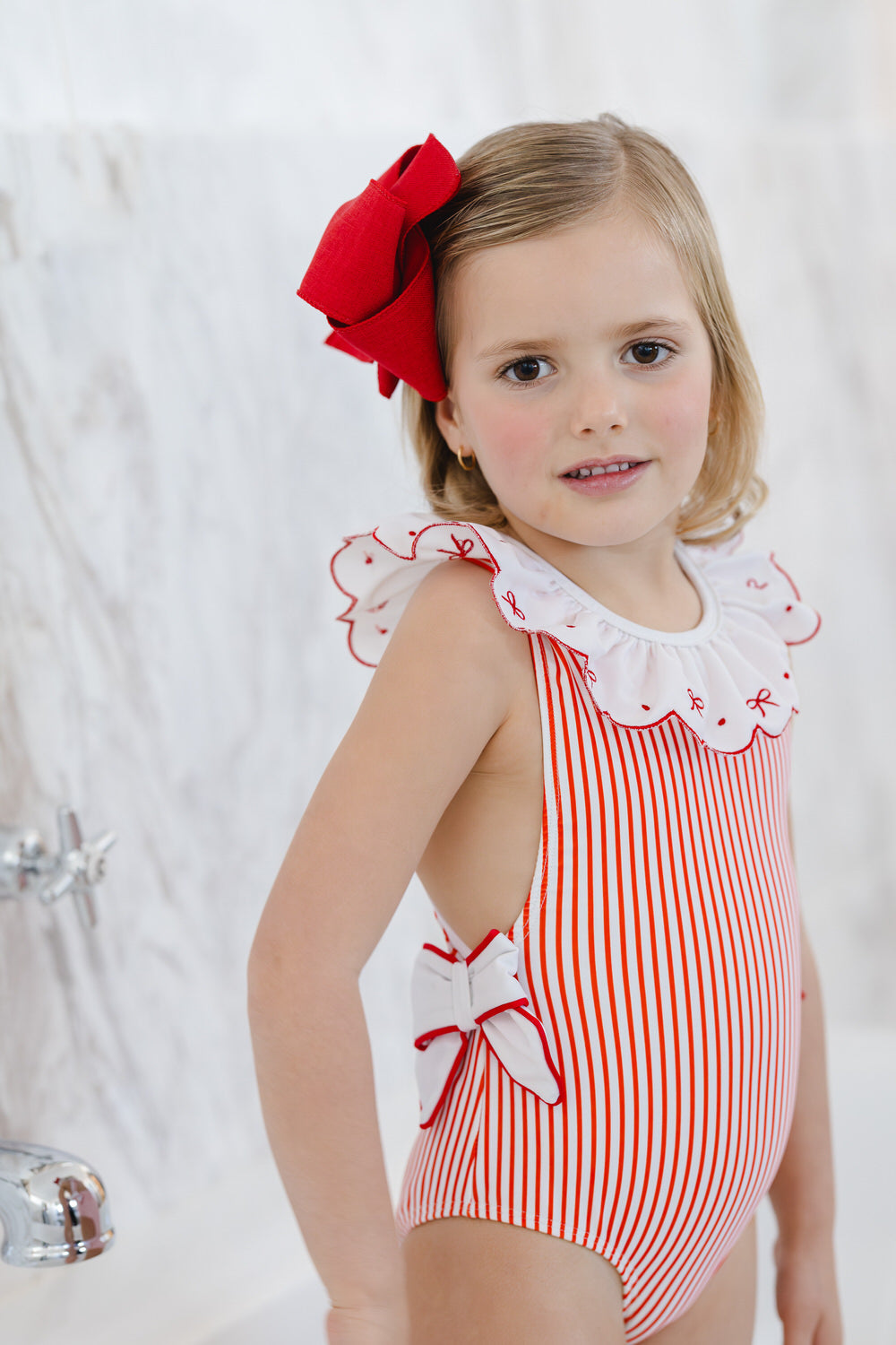 Santa Tell Me Red Bows Swimsuit