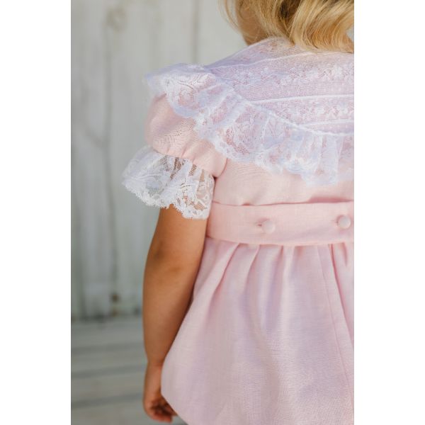 Linen Pink Crossed Romper