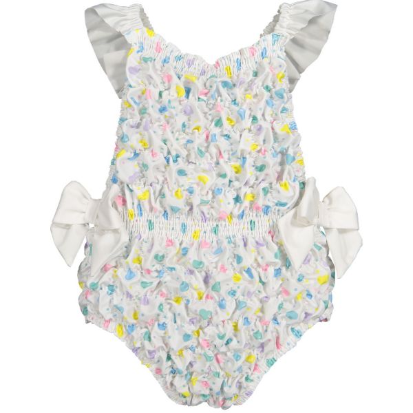 Multicolor Hearts Frilled Swimsuit