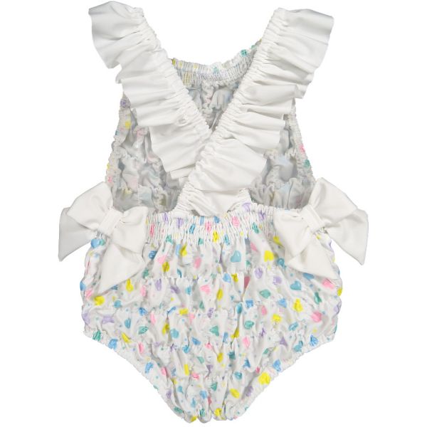 Multicolor Hearts Frilled Swimsuit
