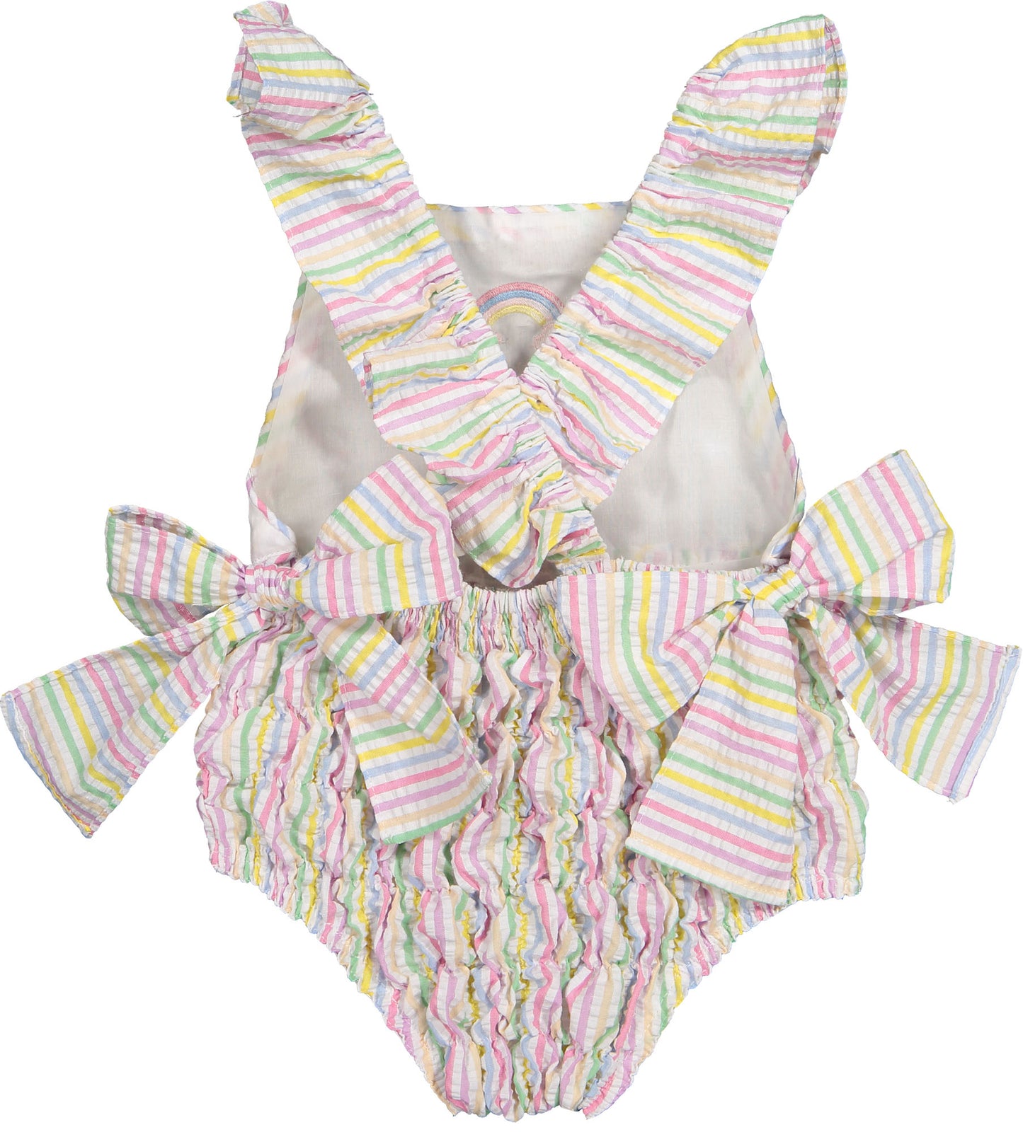 Rainbow Stripes Cotton Frilled Swimsuit
