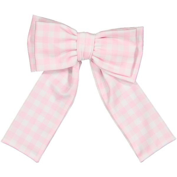 Gingham Pink Lycra Big Hair Clip