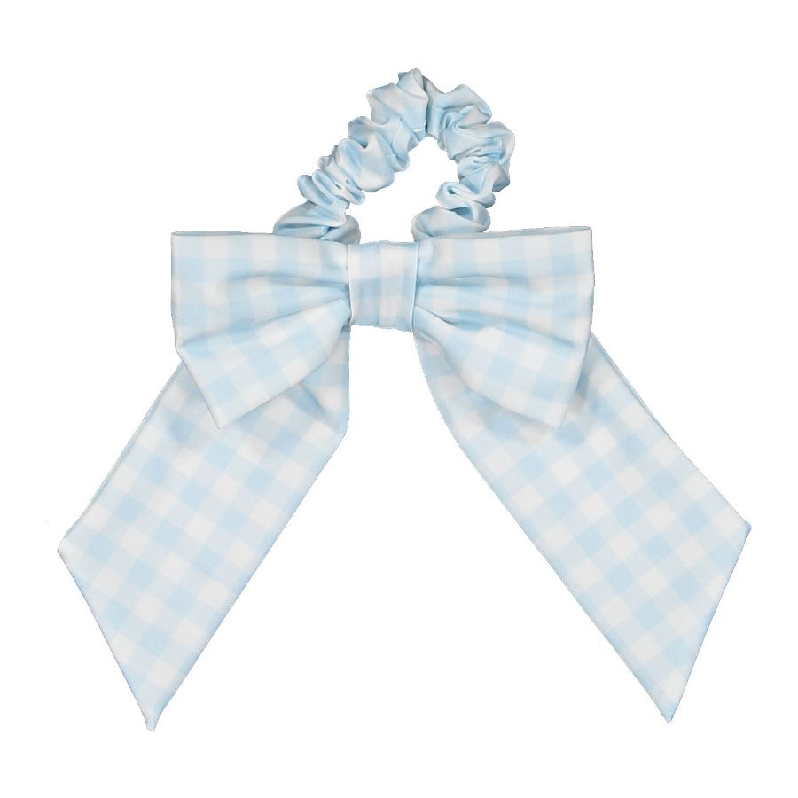 Gingham Blue Lycra Scrunchie