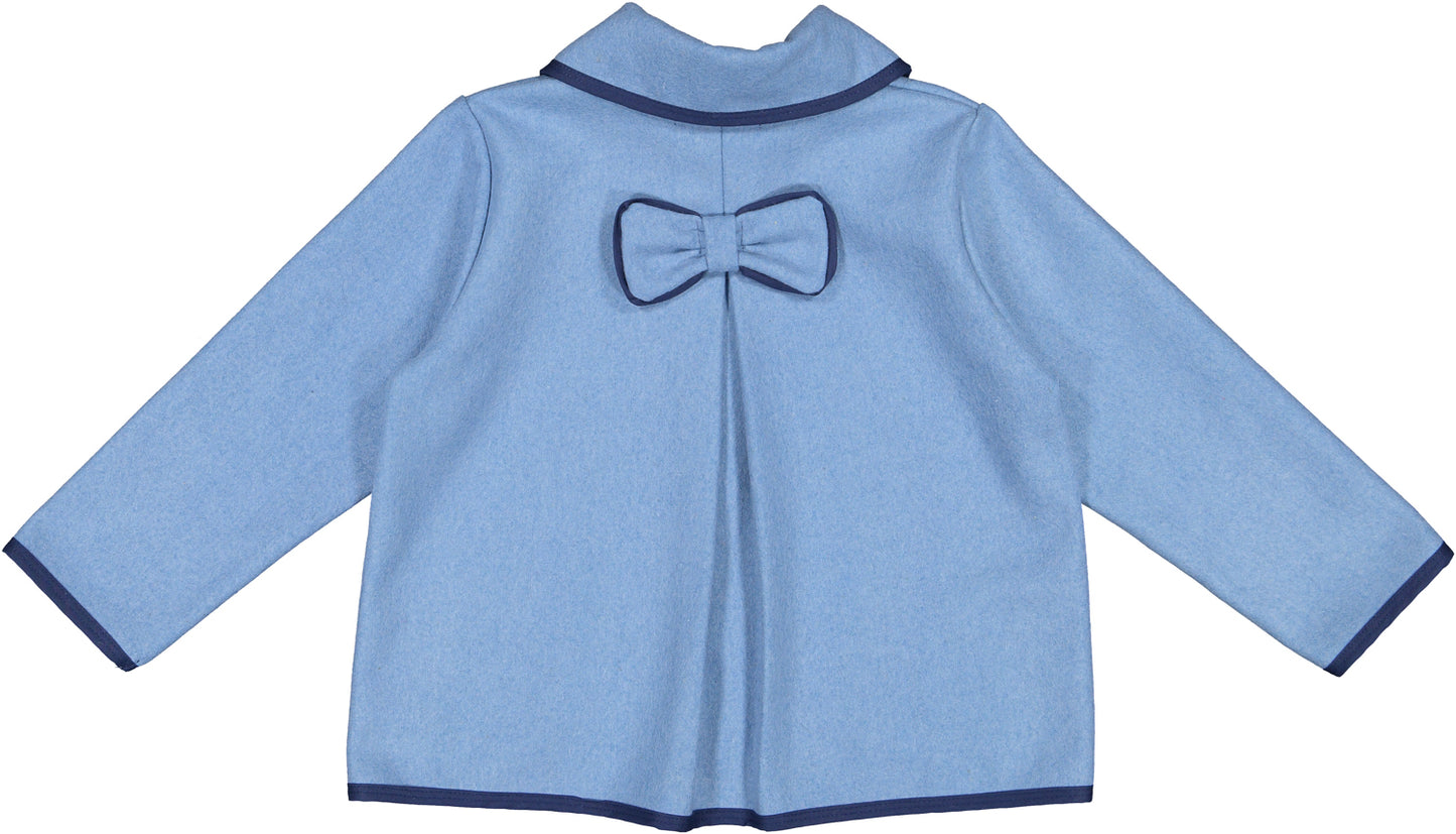 Blue Girl Classic Coat with Navy Trim