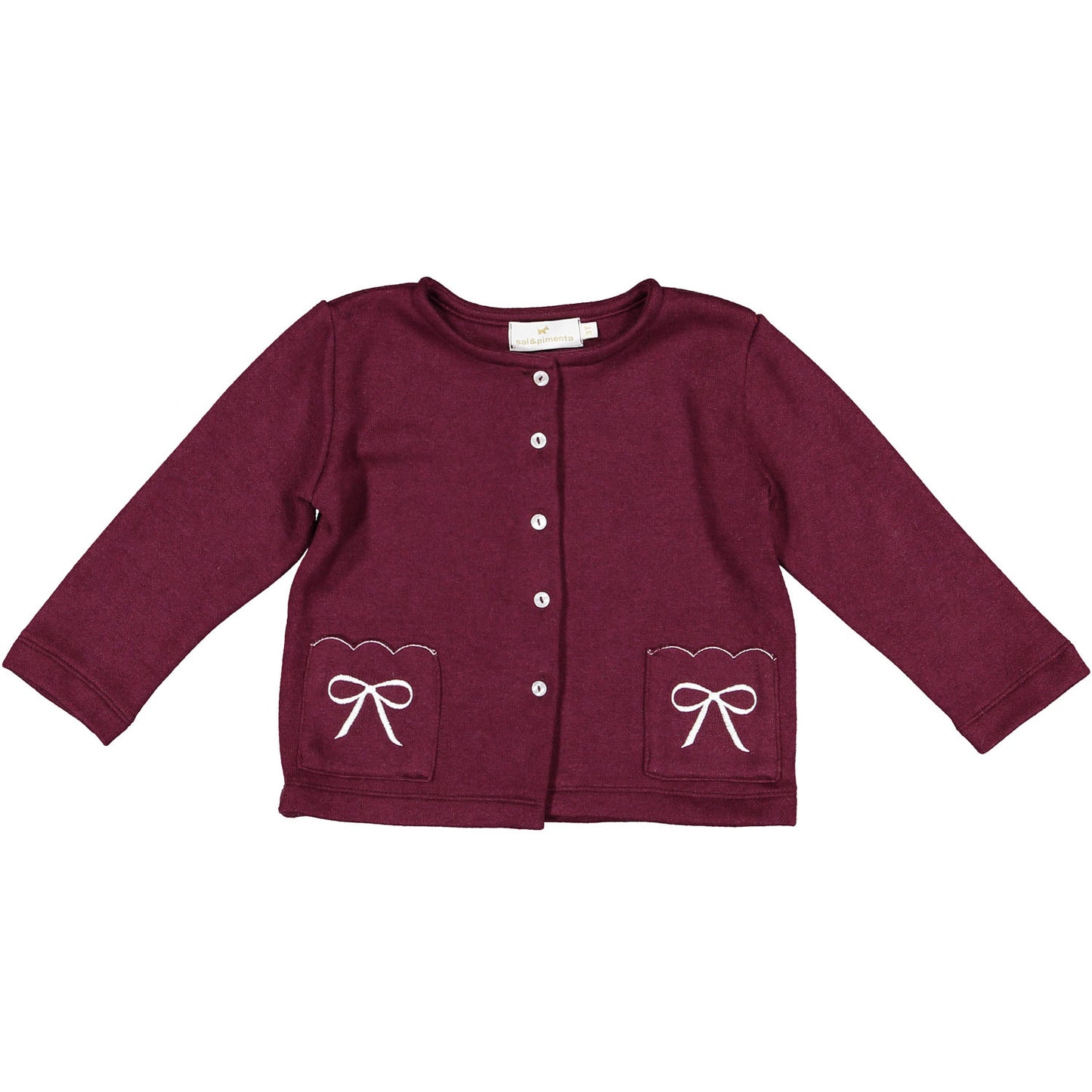 Burgundy Pocket Bows Cardigan