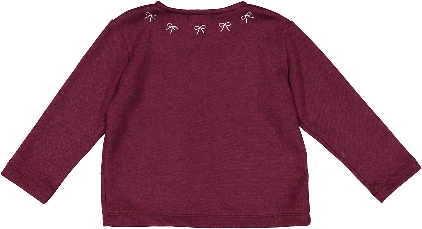Burgundy Collar Bows Cardigan