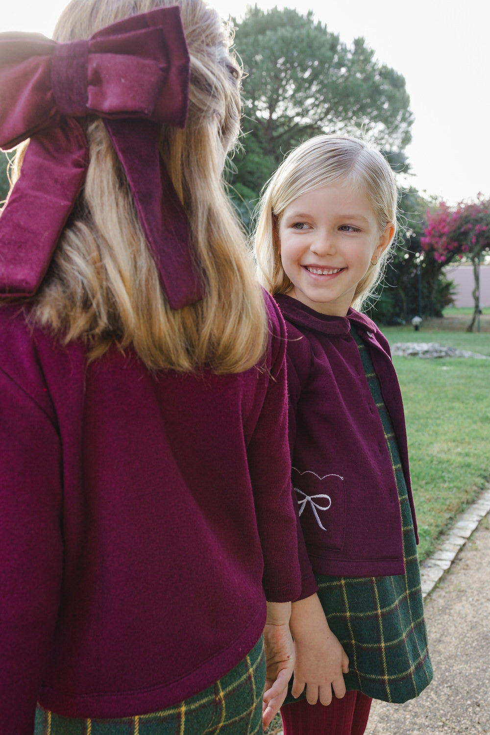 Burgundy Pocket Bows Cardigan