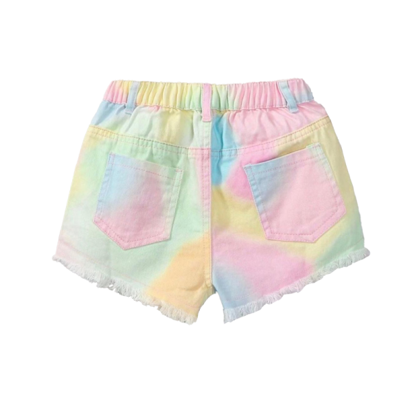 Denim Tie Dye Pink Shorts