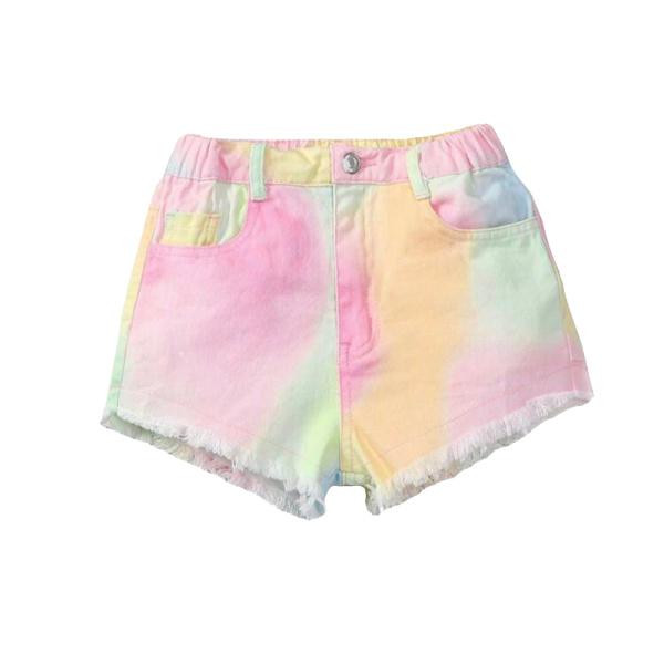 Denim Tie Dye Pink Shorts