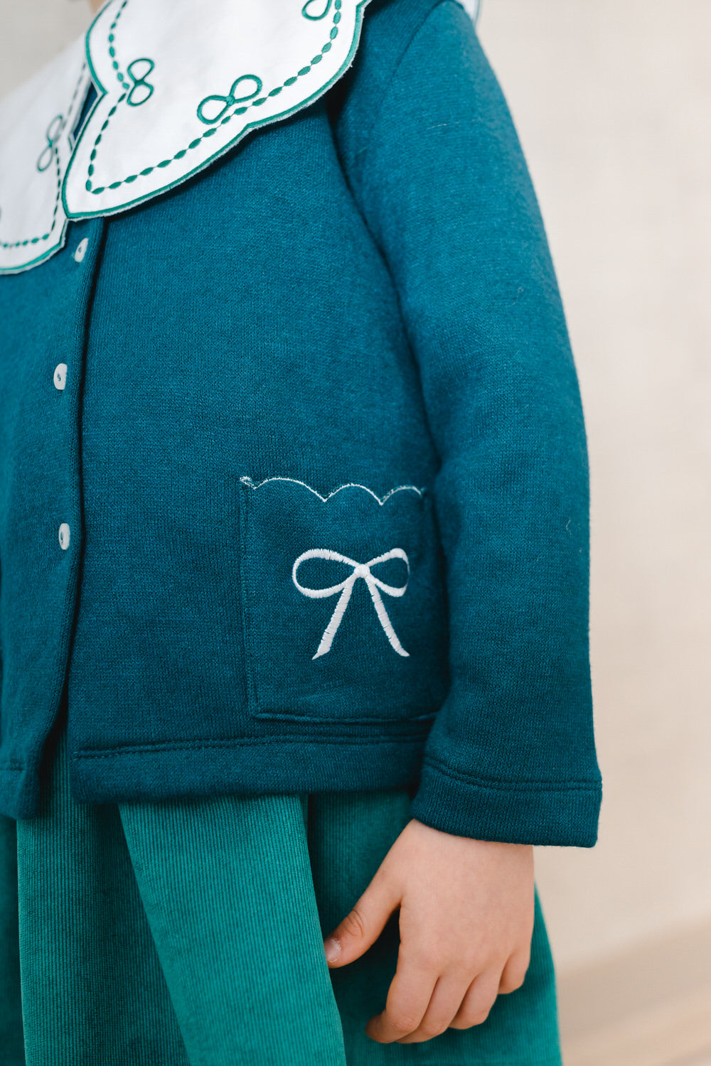 Green Pocket Bows Cardigan