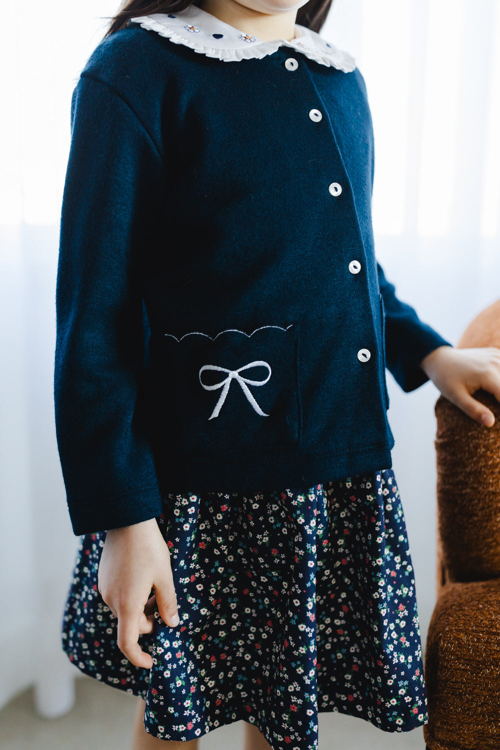 Navy Pocket Bows Cardigan