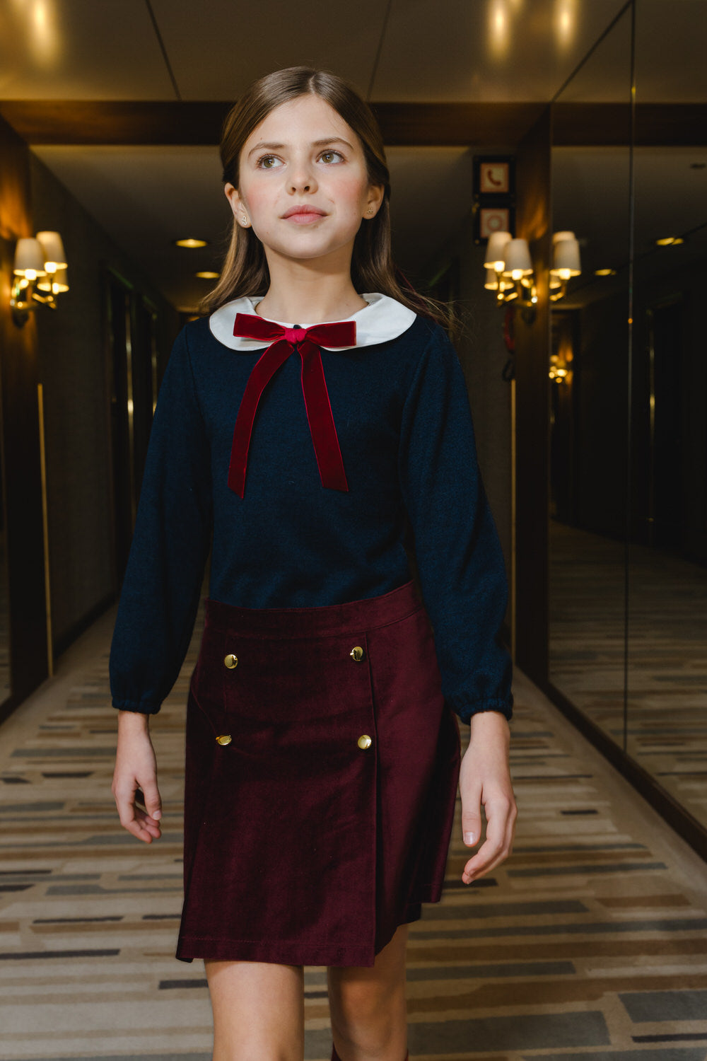 Maryland Burgundy Bow Velvet Shirt