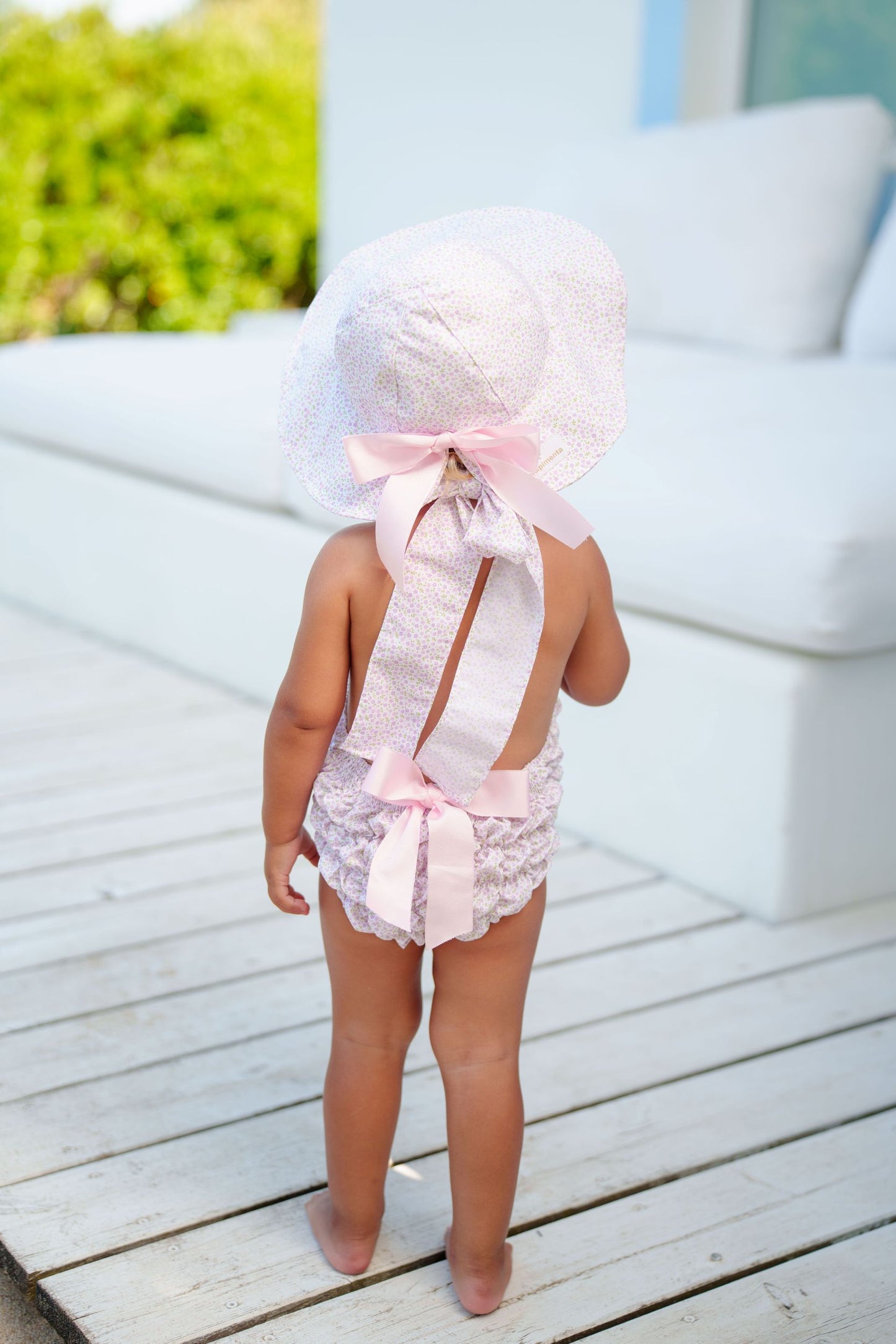 Pink Blossoms Cotton Frilled Swimsuit