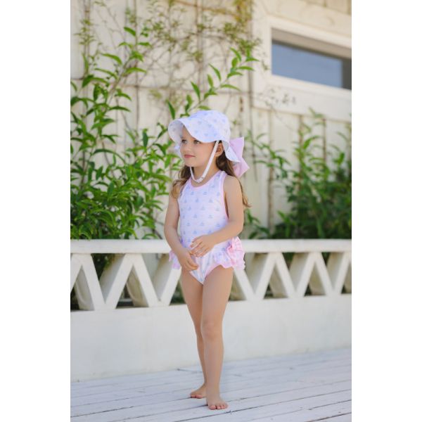 Blue Sailboats Lycra Sunny Hat