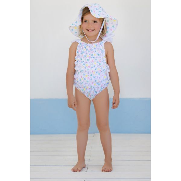 Multicolor Hearts Frilled Swimsuit