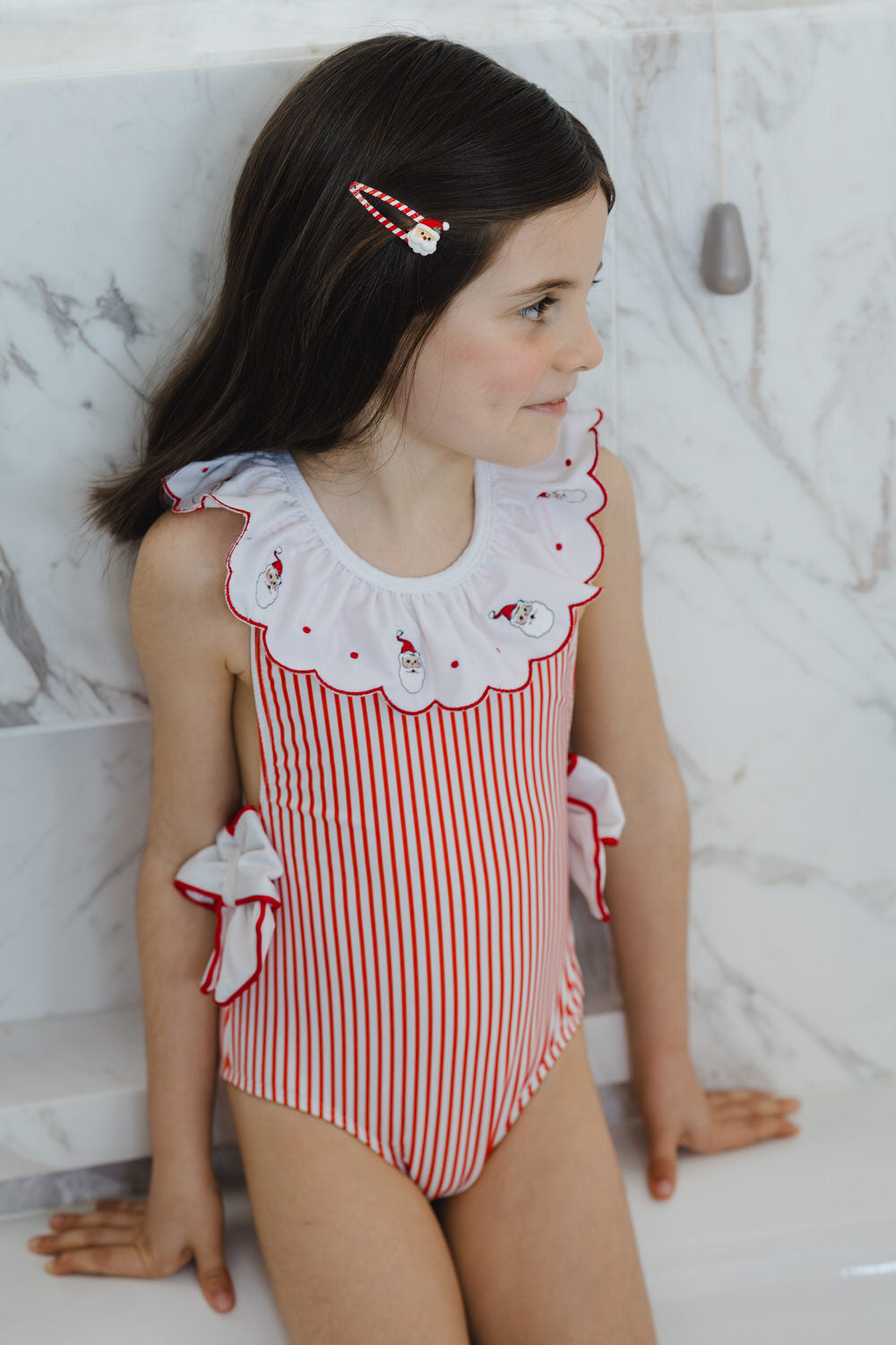 Santa Tell Me Red Stripes Swimsuit