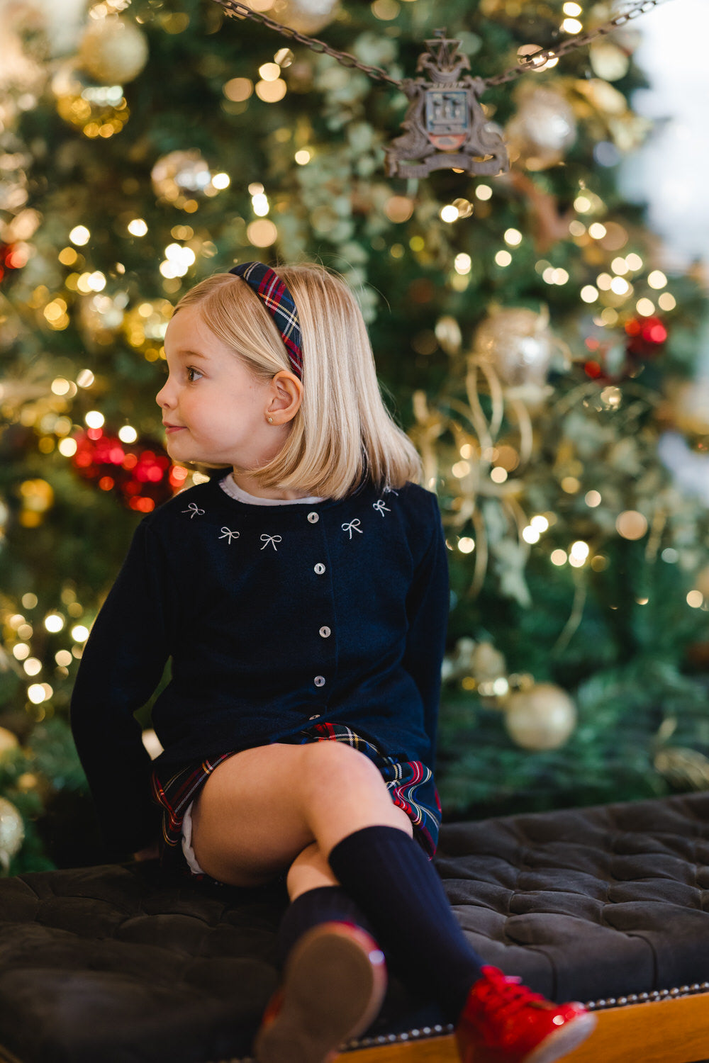 Navy Collar Bows Cardigan