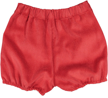 Red Corduroy Baby Boy Shorts