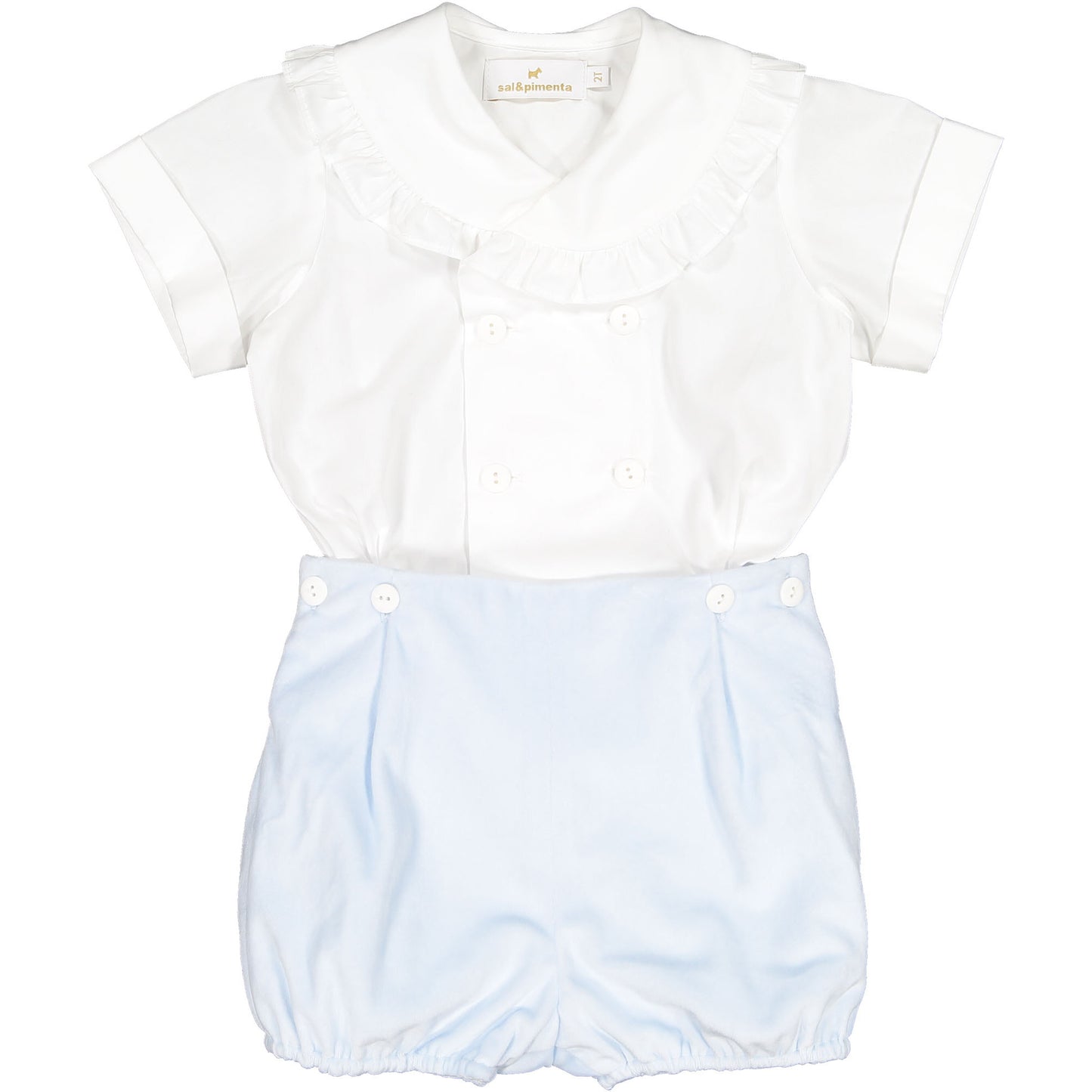 Light Blue Velvet Boy Set