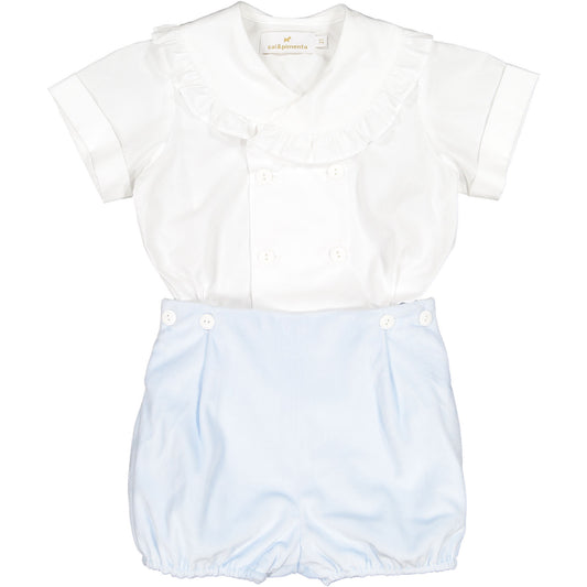 Light Blue Velvet Boy Set
