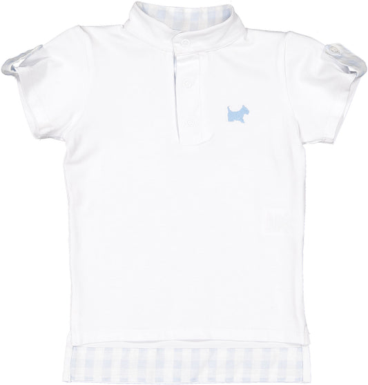 Blue Gingham Boy Polo