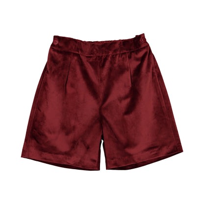 Burgundy Velvet Shorts