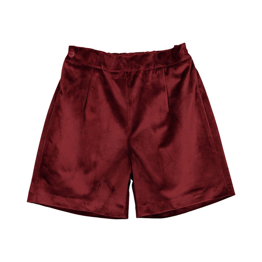 Burgundy Velvet Shorts