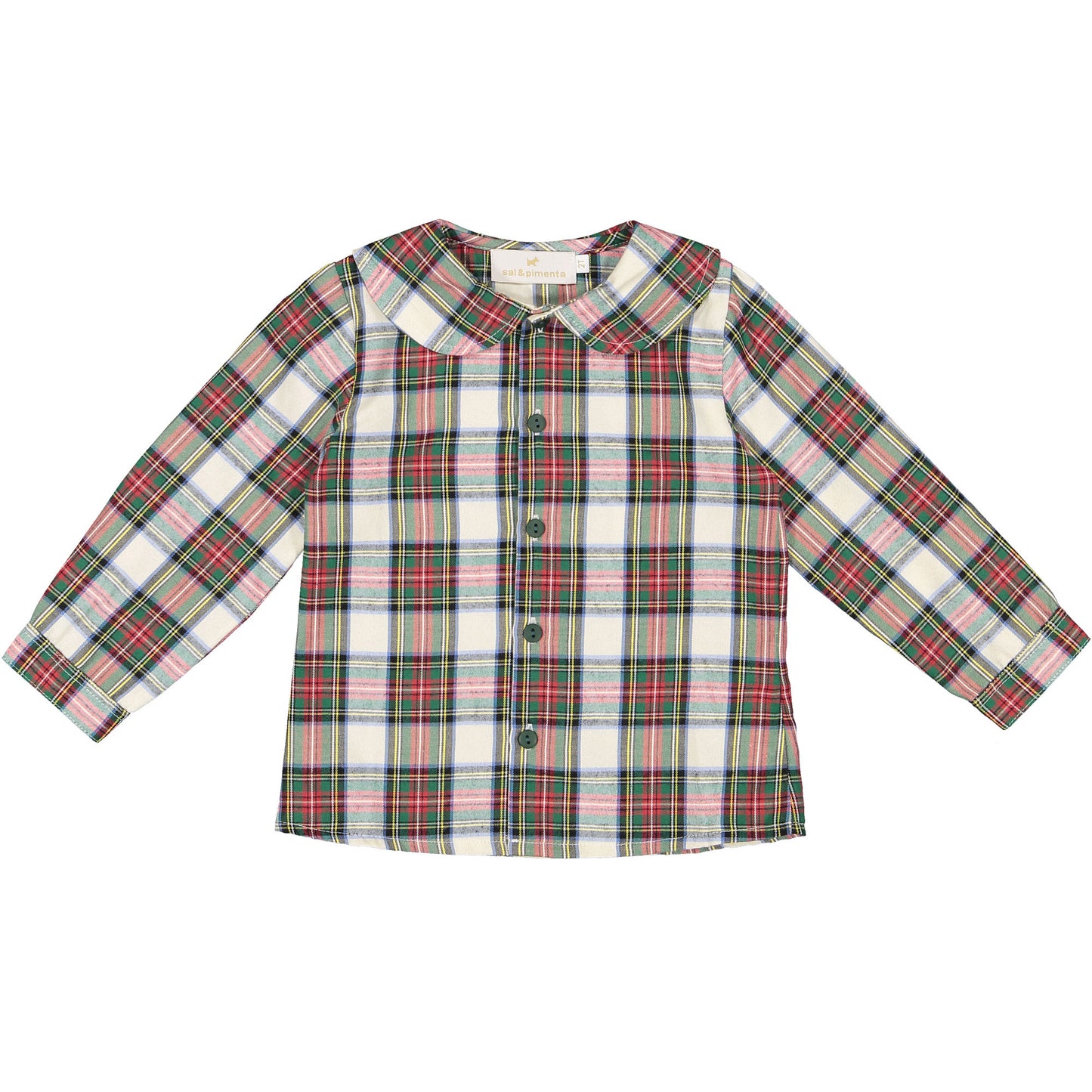 Emerald Green Tartan Peter Pan Boy Shirt