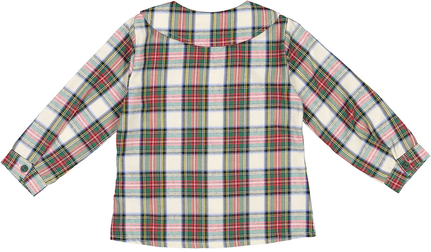 Emerald Green Tartan Peter Pan Boy Shirt