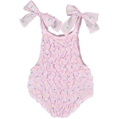 Plumeti Stripes Cotton Frilled Swimsuit