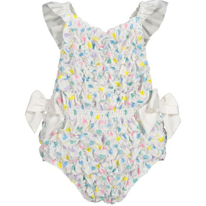 Multicolor Hearts Frilled Swimsuit