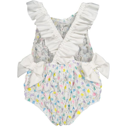 Multicolor Hearts Frilled Swimsuit