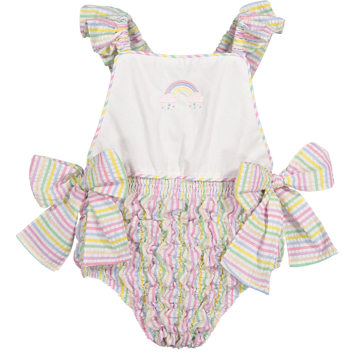 Rainbow Stripes Cotton Frilled Swimsuit