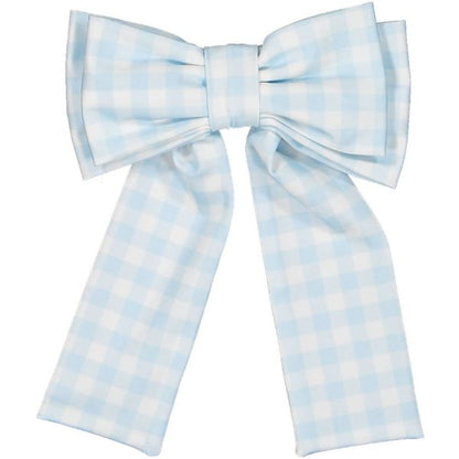 Gingham Blue Lycra Big Hair Clip