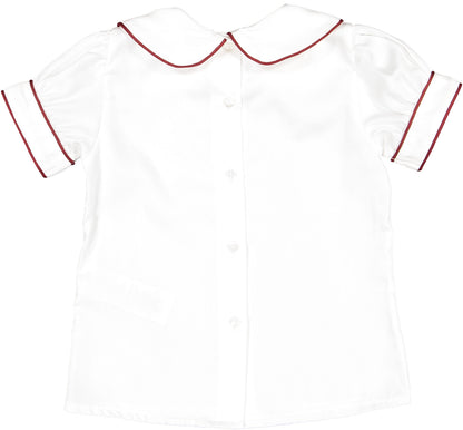 Burgundy Trim Peter Pan Shirt