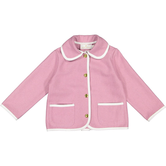 Pink Girl Classic Coat with White Trim