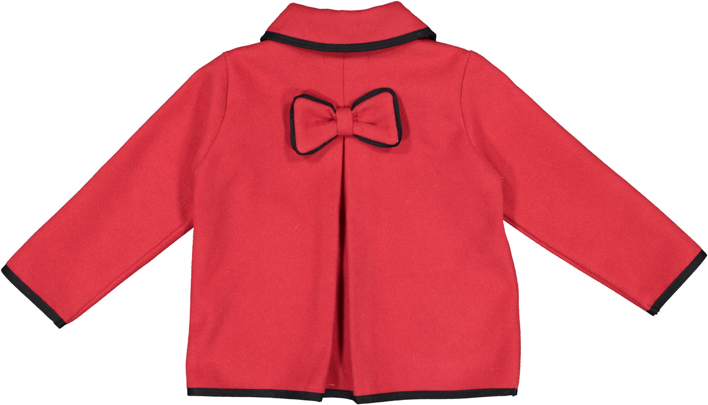 Red Girl Classic Coat with Black Trim