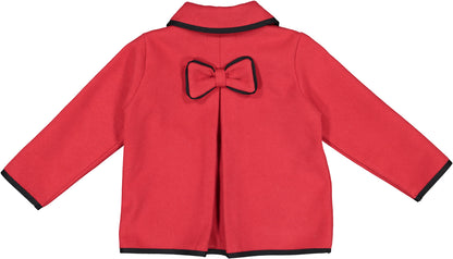 Red Girl Classic Coat with Black Trim