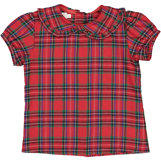 Noël Plaid Peter Pan Collar Shirt