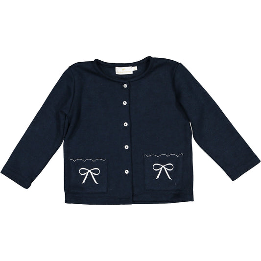 Navy Pocket Bows Cardigan