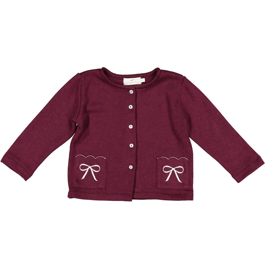 Burgundy Pocket Bows Cardigan