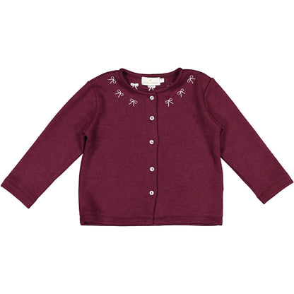 Burgundy Collar Bows Cardigan