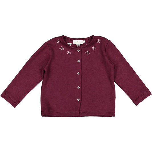 Burgundy Collar Bows Cardigan