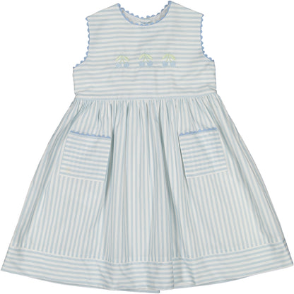 PRE-ORDER Blue Cherries Stripes Dress