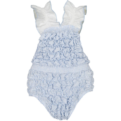 Water Stripes Cotton Frilled Swimsuit