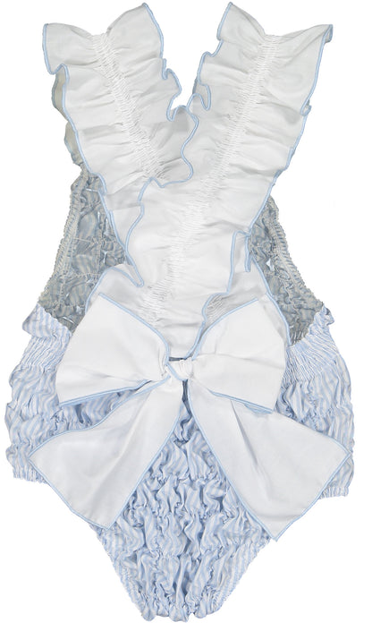 Water Stripes Cotton Frilled Swimsuit
