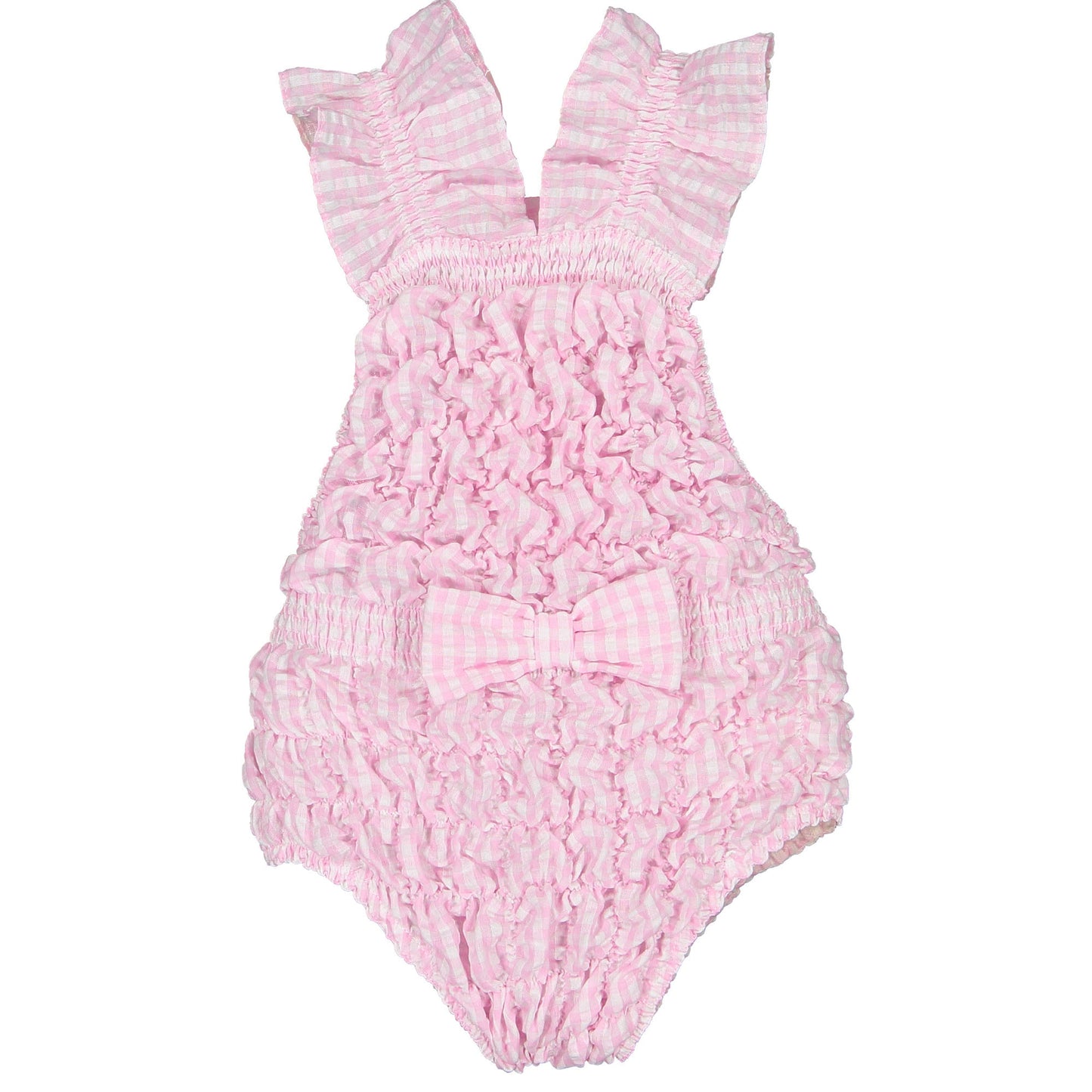 SAMPLE Pink Gingham Cotton Frilled Swimsuit