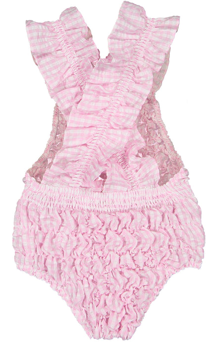 SAMPLE Pink Gingham Cotton Frilled Swimsuit